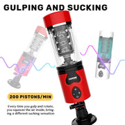 Red automatic stroker with suction base and 200-piston-per-minute illustration