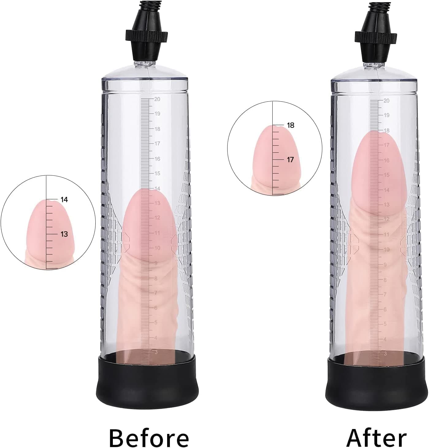 Penis pump set - penis vacuum pump, 3 penis rings, 3 different sizes of silicone sleeves