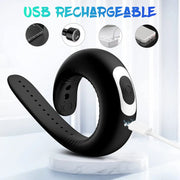 Adjustable Vibrating Cock Ring with Ergonomic Flexible Fit — controls and mode diagram