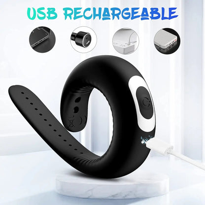 Vibrating Penis Ring with Adjustable Buckle Sweetstoy