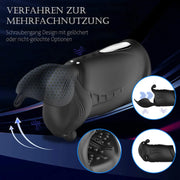 4-in-1 Glans Massager with Precision Wearable Stimulation — controls and mode diagram