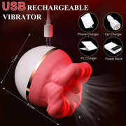 USB rechargeable rose vibrator with product dimensions