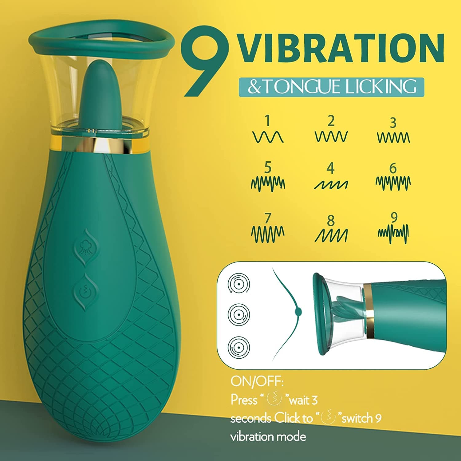 【NEW】3 in 1 Tongue sucking and licking clit or nipple stimulator-3 suction and 9 vibration