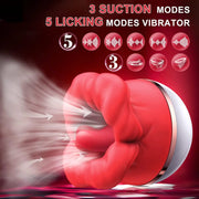 Rose vibrator with three suction levels and five licking modes