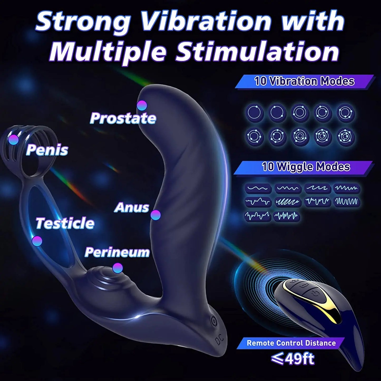 3 in 1 Vibrating Butt Plug Anal Vibrator with Dual Penis Rings Sweetstoy