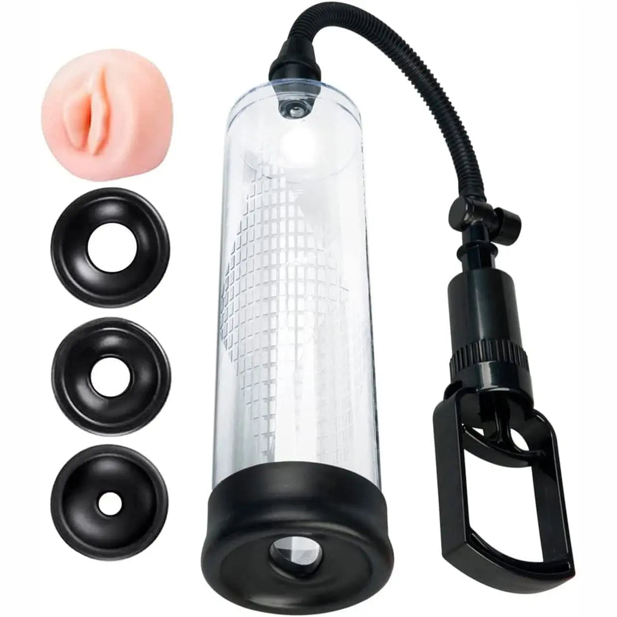 Penis pump set - penis vacuum pump, 1 vagina model， 3 different sizes of silicone sleeves Sweetstoy
