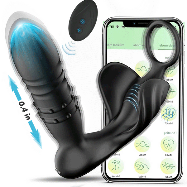 9 Thrusting & Vibrating Modes Anal Sex Toy with Beaded Stimulation